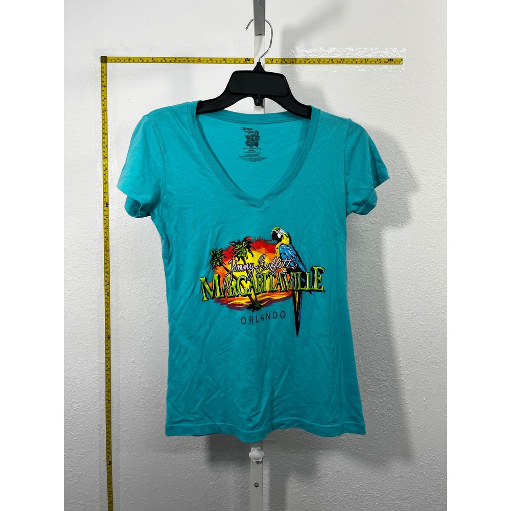 Jimmy‎ Buffett Margaritaville Orlando V-Neck Graphic T-Shirt Teal Women Small